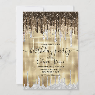 Invitation Chic or brun gouttes parties scintillant n'importe
