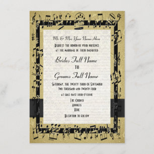 Invitation Chic or élégant feuille de musique mariage
