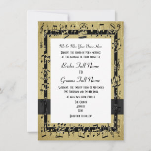 Invitation Chic or élégant feuille de musique mariage
