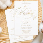 Invitation Chic or élégant tout en un mariage de calligraphie<br><div class="desc">Chic et élégant faux feuille d'or tout en un faire-part de mariage de calligraphie avec rsvp,  hébergement,  détails,  et plus d'infos. Avec un magnifique script de calligraphie de brosse.</div>