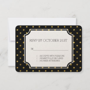 Invitation Chic Or Glamour et Points Noirs RSVP