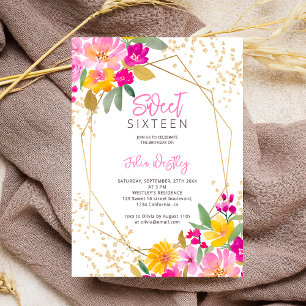 Invitation Chic or parties scintillant aquarelle florale phot
