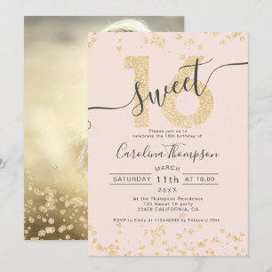 Invitation Chic or parties scintillant confetti blush Sweet 1