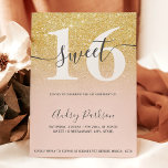 Invitation Chic or parties scintillant rousse rose girly Swee<br><div class="desc">Chic jaune or parties scintillant pastel rose pastel script typographie douce invitation de fête de 16 ans.Parfait pour une soirée sweet sixteen moderne et élégante.</div>