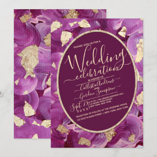 Invitation Chic or Plum Lilac Acrylique brosse Mariage