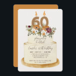 Invitation Chic Orange Automne 60e anniversaire gâteau<br><div class="desc">Célébrez le 60e anniversaire d'un automne féminin avec notre invitation chic. Le design se compose d'un gâteau rustique décoré de fleurs d'automne, de feuilles et de bougies avec le numéro 60, le tout pour un look chic. Le texte est entièrement personnalisable. Si vous avez besoin de pièces supplémentaires pour cette...</div>