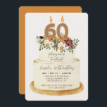 Invitation Chic Orange Automne 60e anniversaire gâteau<br><div class="desc">Célébrez le 60e anniversaire d'un automne féminin avec notre invitation chic. Le design se compose d'un gâteau rustique décoré de fleurs d'automne, de feuilles et de bougies avec le numéro 60, le tout pour un look chic. Le texte est entièrement personnalisable. Si vous avez besoin de pièces supplémentaires pour cette...</div>