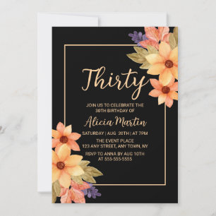 Invitation Chic Orange Rouge Chute Flora N'importe quel âge N