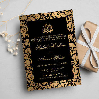 Invitation Chic Oriental Noir musulman mariage musulman