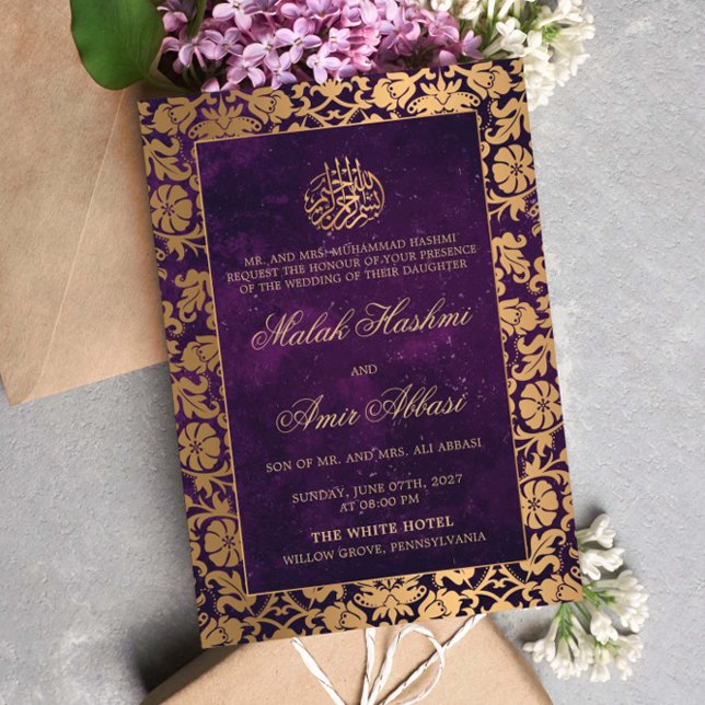 Invitation Chic Oriental Oriental violet islamique mariage mu (Créateur téléchargé)