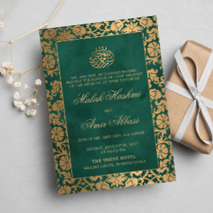 Invitation Chic Oriental Vert Oriental Islamique mariage musu