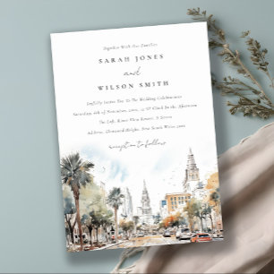 Invitation Chic Orlando Floride Skyline Mariage d'aquarelle