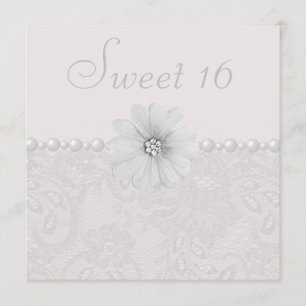 Invitation Chic Paisley Lace, Fleurs & Perles Sweet 16