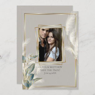 Invitation Chic Pampas Grass Photo Enregistrer la date