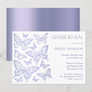 Invitation Chic papillon   Révélation de genre violet de lava