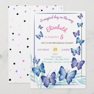 Invitation Chic papillons Pois Anniversaire