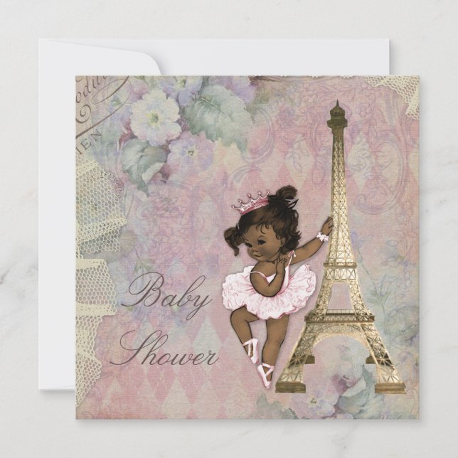 Invitation Chic Paris Ethnic Princess Ballerina Baby shower (Devant)