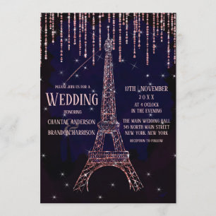 Invitation Chic Parties scintillant Aquarelle Paris Tour Eiff