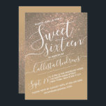 Invitation Chic Parties scintillant brillante or foncé Ombre<br><div class="desc">Cette invitation à la fête d'anniversaire élégante, féminine et chic en sweet sixteen est parfaite pour la jeune adolescente branchée et élégante. Il représente une fausse parties scintillant brillante d'or foncé et un dégradé d'ombre de couleur avec une configuration de typographie de script cursive personnalisée. C'est une touche glamour, féminine,...</div>