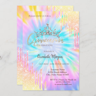 Invitation Chic Parties scintillant Couronne Drop Tie Dye Qui