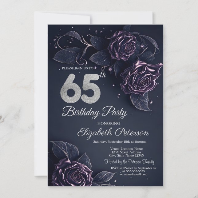Invitation Chic Parties scintillant Drips Rose Gold 65e anniv (Devant)