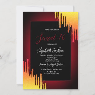 Invitation Chic Parties scintillant Jaune, Rouge