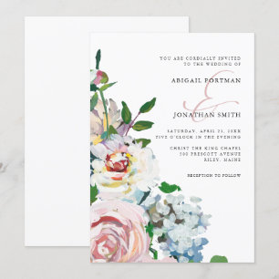 Invitation Chic Pastel Aquarelle Floral Blooms Mariage