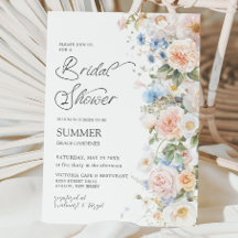 Chic Pastel Blush Blanc Bleu Fête des mariées Flor