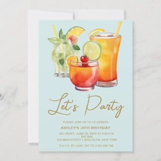 Invitation Chic Pastel Cocktail Party Anniversaire
