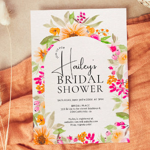 Invitation Chic Pays aquarelle fleurie douche nuptiale