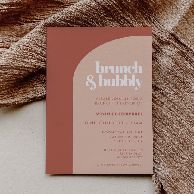 Invitation Chic Peach Terracotta Arch Brunch et Bubbly (Créateur téléchargé)