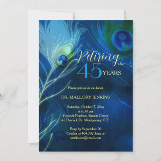 Invitation Chic Peacock Feathers Retraite Party
