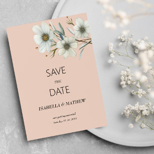 Invitation Chic pêche blanc mint floral printemps Enregistrez