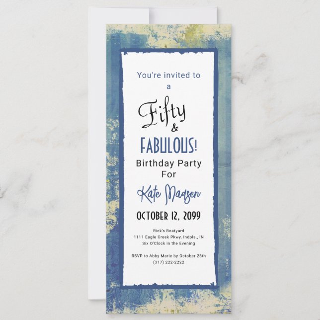 Invitation Chic Peint Denim 50 & FABULOUS Surprise Anniversai (Devant)