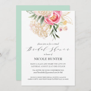 Invitation Chic Peonies or Fleurs Fête des mariées VIRTUELLE
