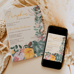 Invitation Chic petit baby shower citrouille à couronne d'aut