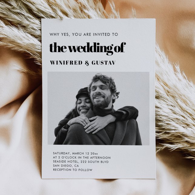 Invitation Chic photo de mariage élégant (Créateur téléchargé)