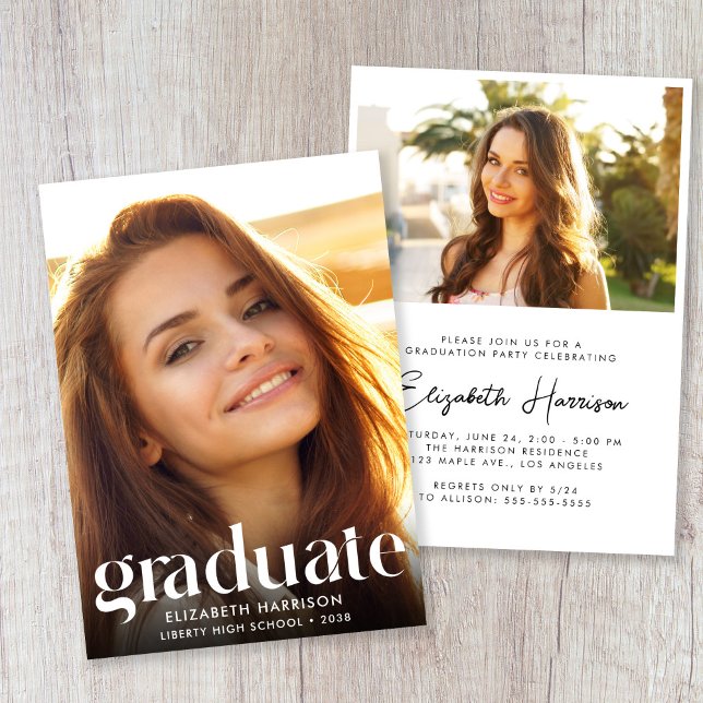 Invitation Chic Photo Graduation Party (Chic Photo Graduation Party Invitation)
