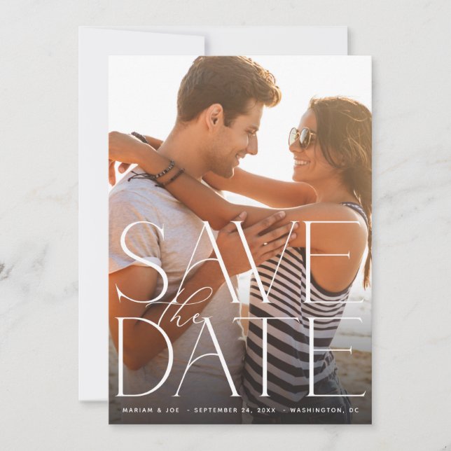 Invitation Chic Photo Grand Enregistrer la date V2 (Devant)
