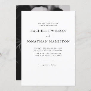 Invitation Chic Photo Mariage noir blanc