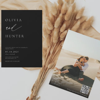 Invitation Chic Photo moderne Mariage noir & blanc