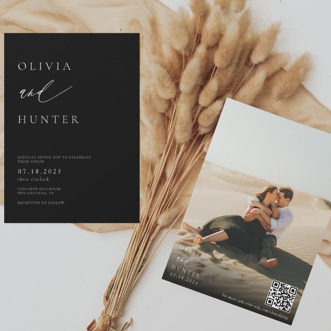 Invitation Chic Photo moderne Mariage noir & blanc (Créateur téléchargé)