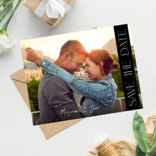 Invitation Chic Photo Strip Enregistrer la date