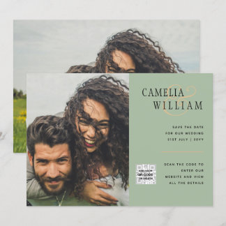 Invitation Chic Photo Wedding Inviter QR Code Enregistrer Dat