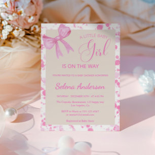 Invitation Chic Pink Bow Baby Girl Douche