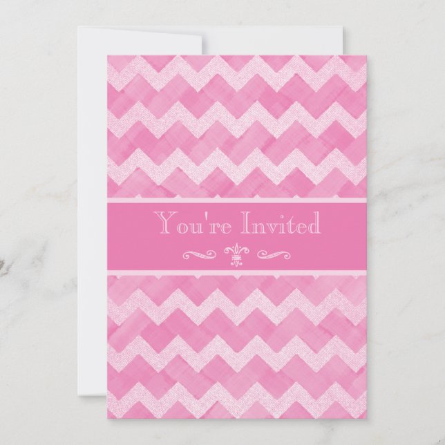 Invitation Chic Pink Chevron 21e Anniversaire Imprimante doub (Devant)