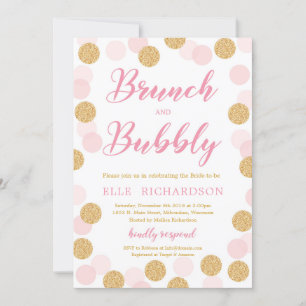Invitation Chic Pink or parties scintillant poka dot brunch e