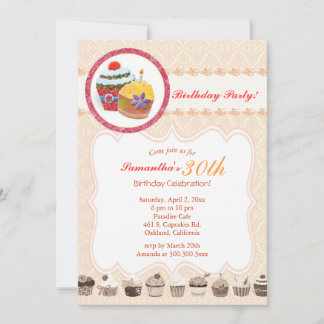 Invitation Chic Posh Cupcakes fête du 30e anniversaire