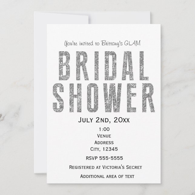 Invitation chic pour la soirée de mariage glamour  (Devant)
