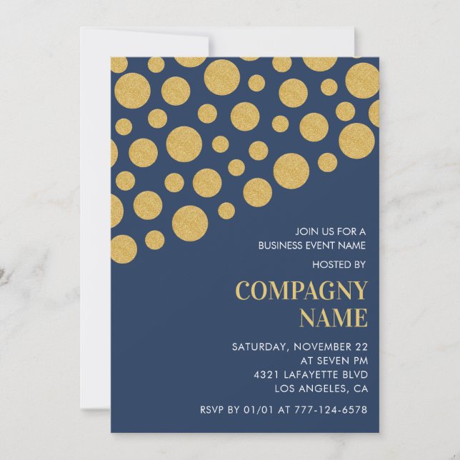Invitation chic pour soirée d'affaires Or Navy  (Devant)